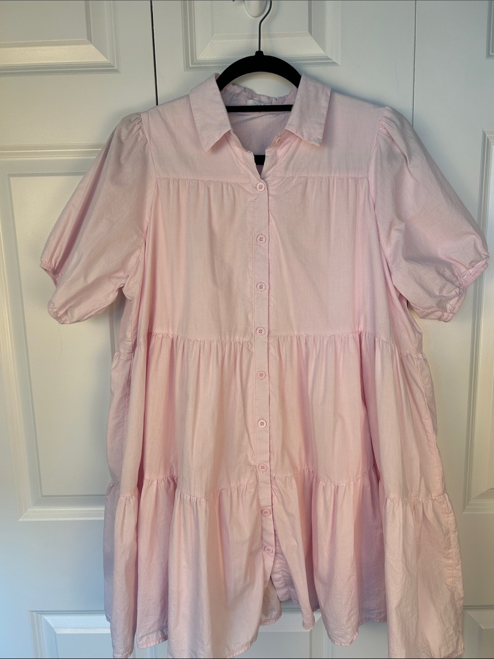 TALULAH Light Pink Button-Tiered Casual Dress